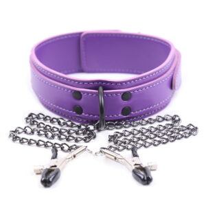 Banoch Collar Clamps Playfull Purple paarse halsband met tepelklemmen 987101685 2