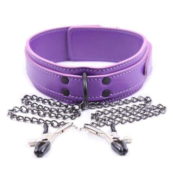 Banoch Collar Clamps Playfull Purple paarse halsband met tepelklemmen 987101685 2