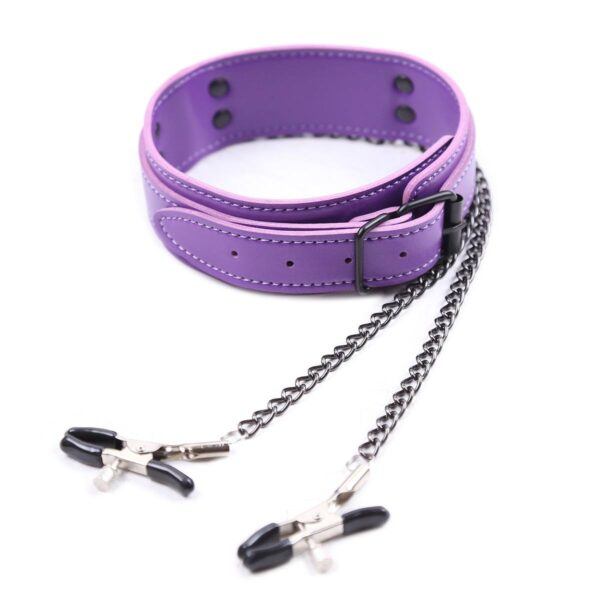 Banoch Collar Clamps Playfull Purple paarse halsband met tepelklemmen 987101685