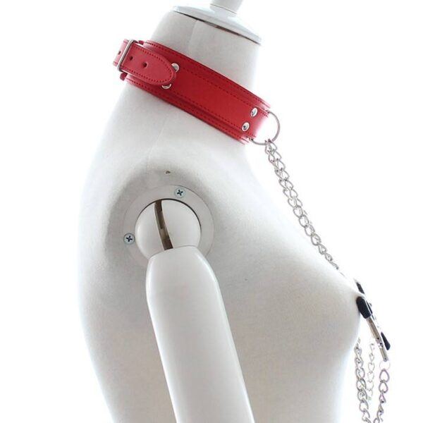 Banoch Collar Clamps Warning Red rode halsband met tepelklemmen 987101684 4 Banoch Collar Clamps Warning Red rode halsband met tepelklemmen 987101684 4