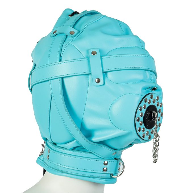 Banoch Depraved Stopper Blue bondagemasker van blauw pu Leer 987101718 2 Banoch Depraved Stopper Blue bondagemasker van blauw pu Leer 987101718 2