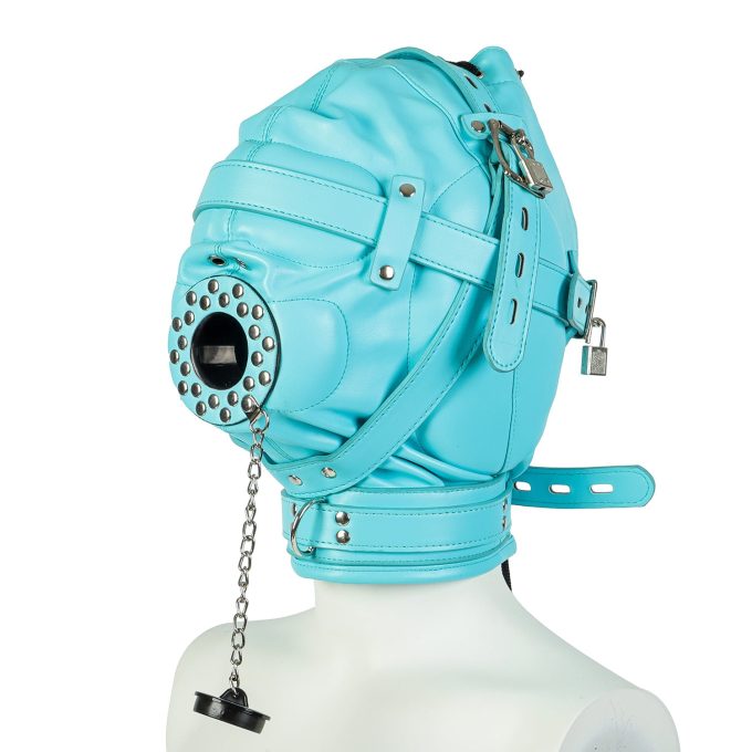 Banoch Depraved Stopper Blue bondagemasker van blauw pu Leer 987101718 3 Banoch Depraved Stopper Blue bondagemasker van blauw pu Leer 987101718 3