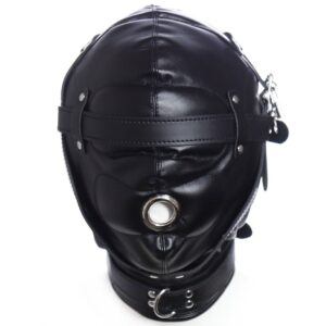 Banoch Foraminis Hood Black Zwart masker van PU Leer 987101711