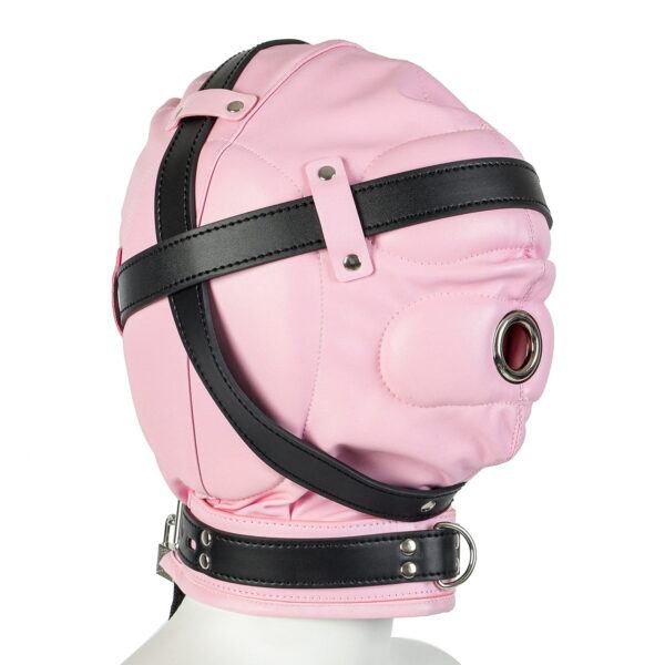 Banoch Foraminis Hood Pink Black bondagemasker roze zwart van PU Leer 98710713 1 Banoch Foraminis Hood Pink Black bondagemasker roze zwart van PU Leer 98710713 1