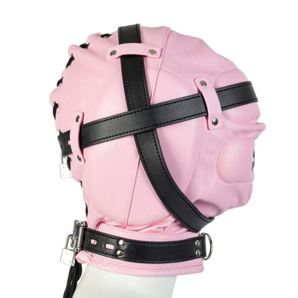 Banoch Foraminis Hood Pink Black bondagemasker roze zwart van PU Leer 98710713 2 Banoch Foraminis Hood Pink Black bondagemasker roze zwart van PU Leer 98710713 2