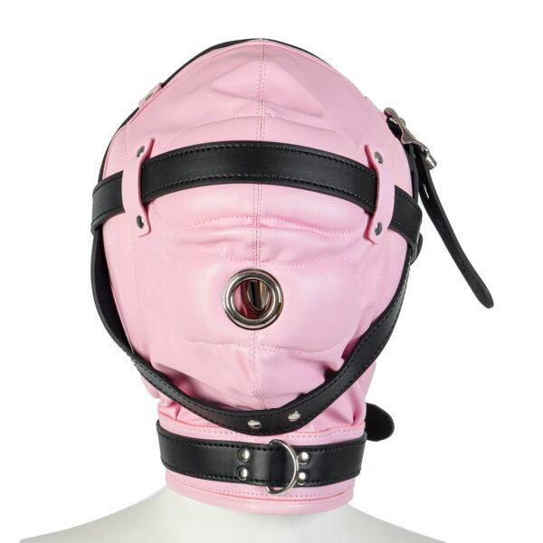 Banoch Foraminis Hood Pink Black bondagemasker roze zwart van PU Leer 98710713 Banoch Foraminis Hood Pink Black bondagemasker roze zwart van PU Leer 98710713