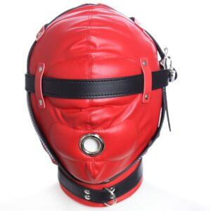 Banoch Foraminis Hood Red Black RoodZwart masker van PU Leer 987101712
