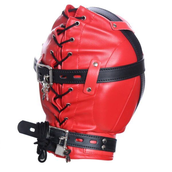 Banoch Foraminis Hood Red Black RoodZwart masker van PU Leer 987101712 6