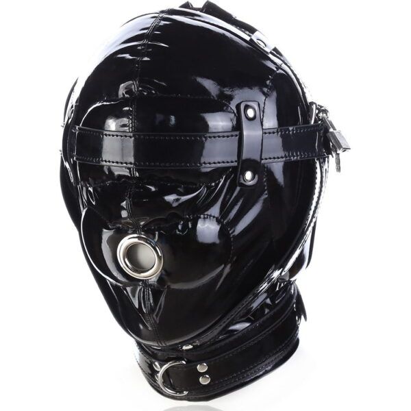 Banoch Foraminis Hood Shiny Black Zwart glans masker van PU Leer 987101710 2