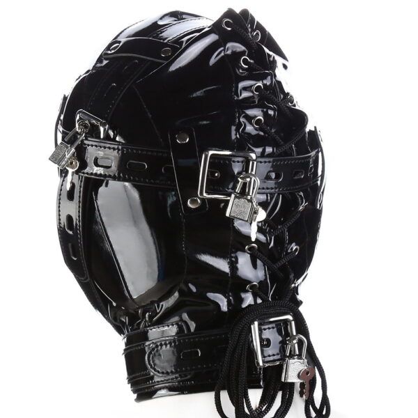 Banoch Foraminis Hood Shiny Black Zwart glans masker van PU Leer 987101710 4