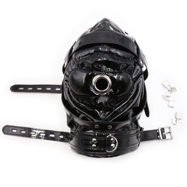 Banoch Foraminis Hood Shiny Black Zwart glans masker van PU Leer 987101710 6