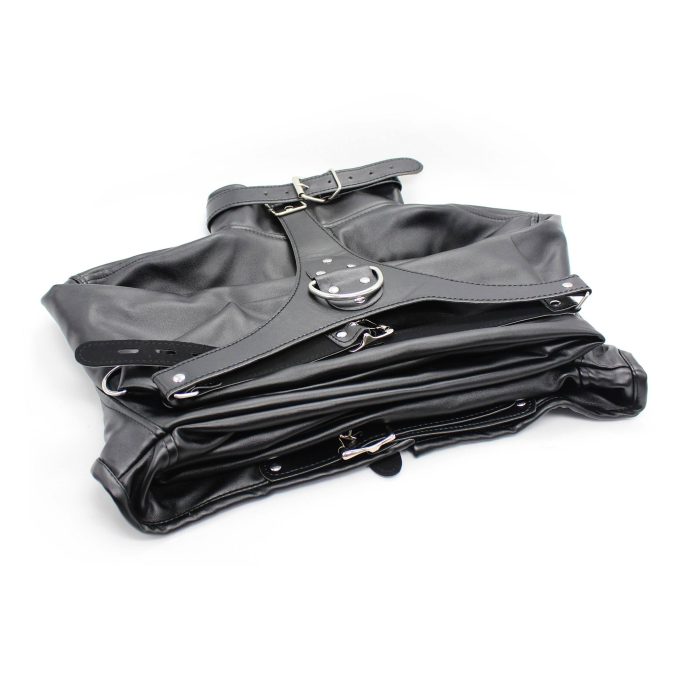 Banoch Open Breast Straight Jacket Black pu Leer dwangbuis bondage Zwart 987101725 10