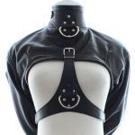 Banoch Open Breast Straight Jacket Black pu Leer dwangbuis bondage Zwart 987101725