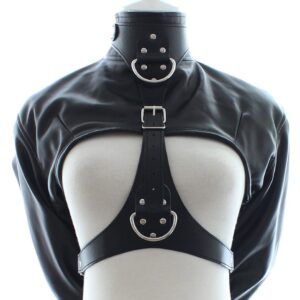 Banoch Open Breast Straight Jacket Black pu Leer dwangbuis bondage Zwart 987101725