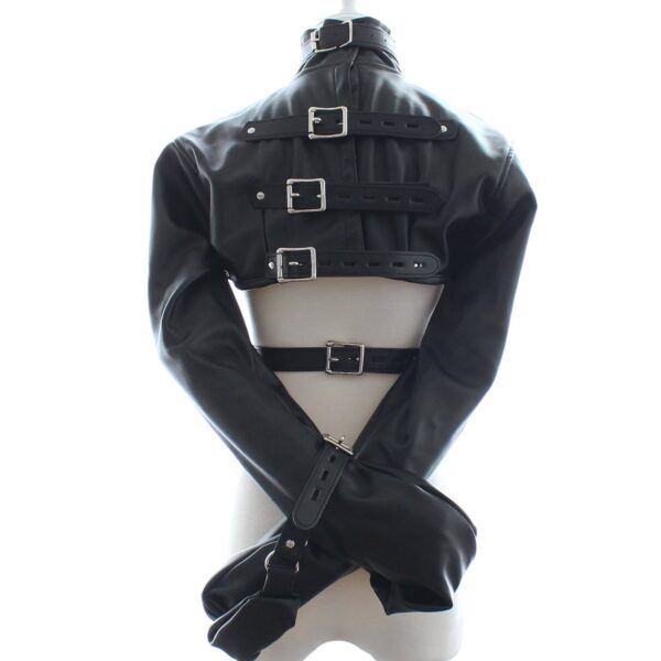 Banoch Open Breast Straight Jacket Black pu Leer dwangbuis bondage Zwart 987101725 6