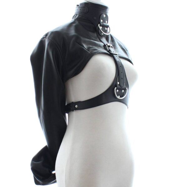 Banoch Open Breast Straight Jacket Black pu Leer dwangbuis bondage Zwart 987101725 9