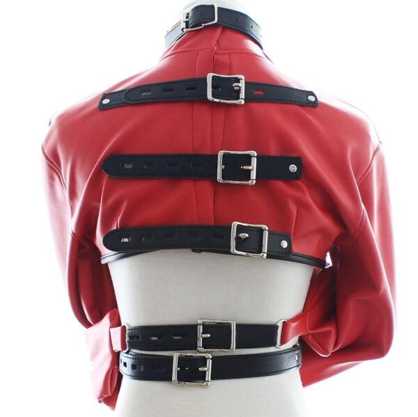 Banoch Open Breast Straight Jacket Red pu Leer dwangbuis bondage Rood 987101726 3