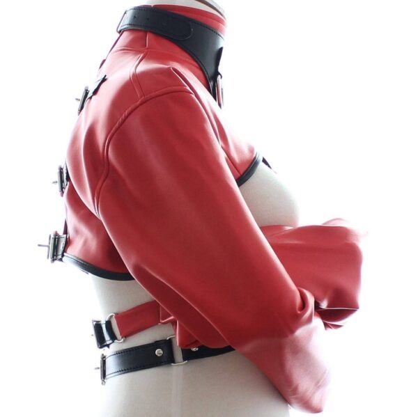 Banoch Open Breast Straight Jacket Red pu Leer dwangbuis bondage Rood 987101726 4