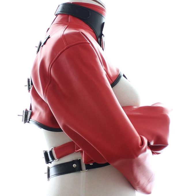 Banoch Open Breast Straight Jacket Red pu Leer dwangbuis bondage Rood 987101726 4 Banoch Open Breast Straight Jacket Red pu Leer dwangbuis bondage Rood 987101726 4