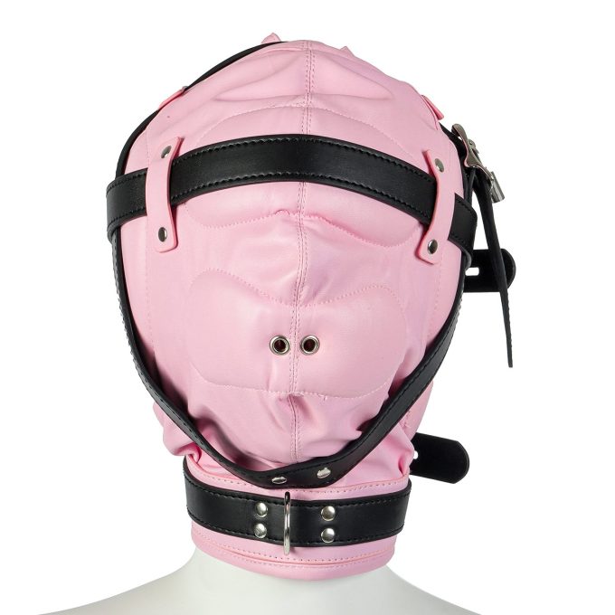 Banoch Reticent Hood Black Pink bondagemasker van roze pu Leer 987101720 1
