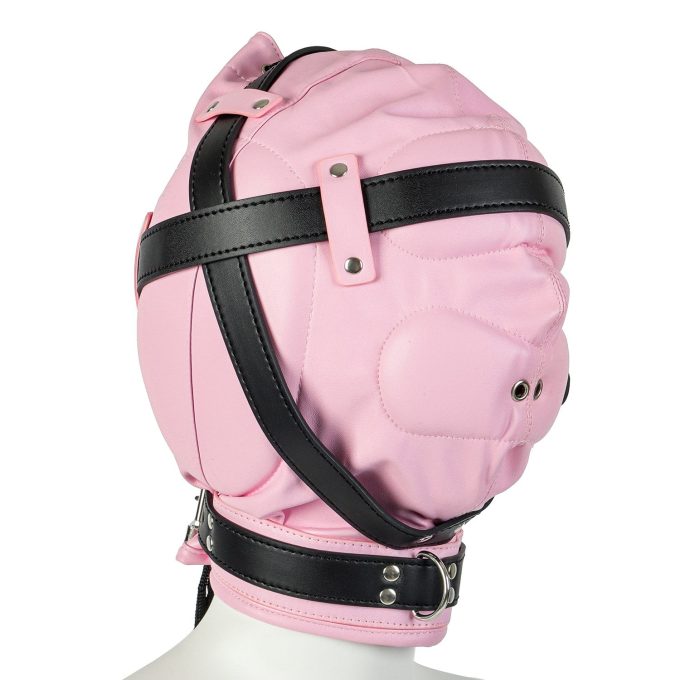 Banoch Reticent Hood Black Pink bondagemasker van roze pu Leer 987101720 2