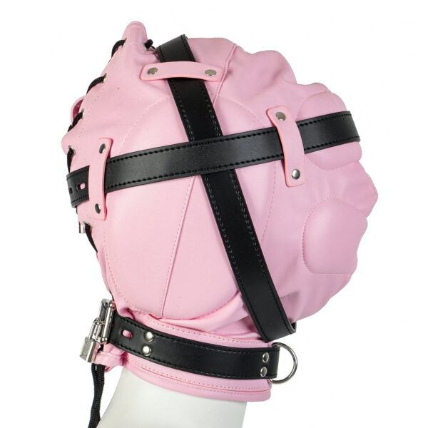 Banoch Reticent Hood Black Pink bondagemasker van roze pu Leer 987101720 3 Banoch Reticent Hood Black Pink bondagemasker van roze pu Leer 987101720 3