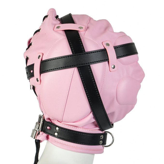 Banoch Reticent Hood Black Pink bondagemasker van roze pu Leer 987101720 3