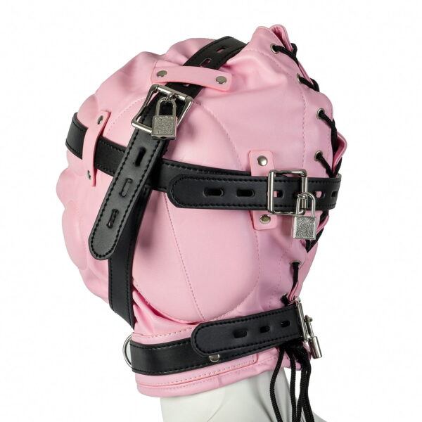 Banoch Reticent Hood Black Pink bondagemasker van roze pu Leer 987101720 4 Banoch Reticent Hood Black Pink bondagemasker van roze pu Leer 987101720 4
