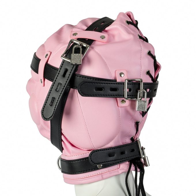 Banoch Reticent Hood Black Pink bondagemasker van roze pu Leer 987101720 4