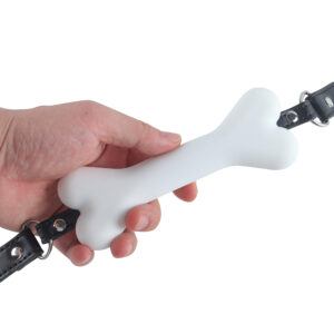 Banoch   Mouthgag bone   siliconen gag bot   honden bot wit   puppy play in hand