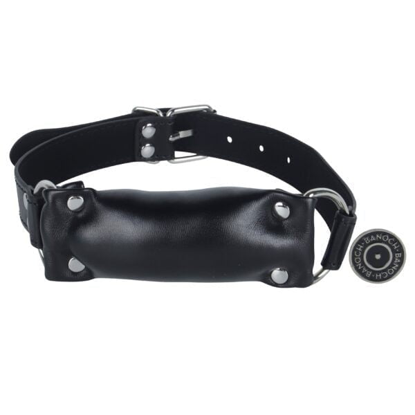 Banoch   Bit gag soft straight black   bitgag van imitatieleer zwart