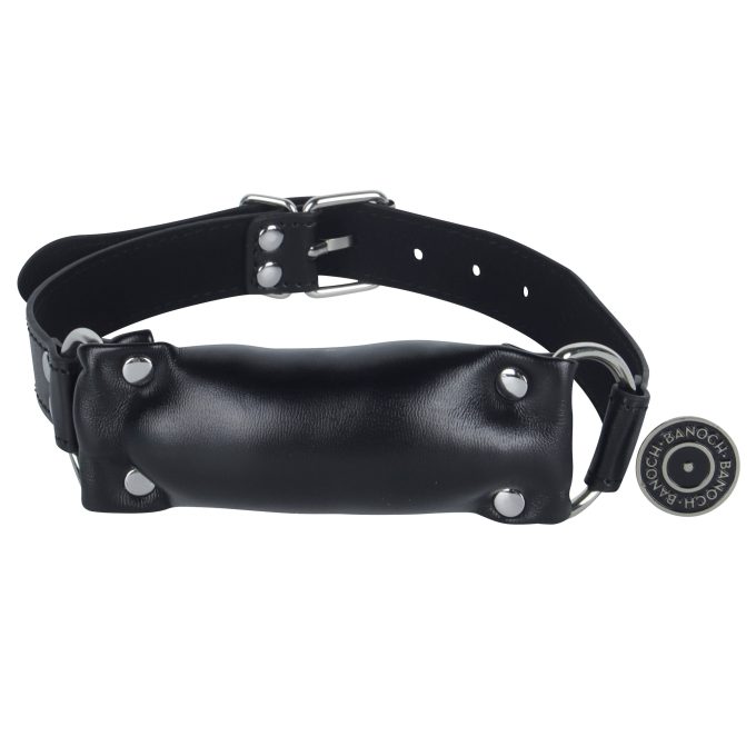 Banoch   Bit gag soft straight black   bitgag van imitatieleer zwart