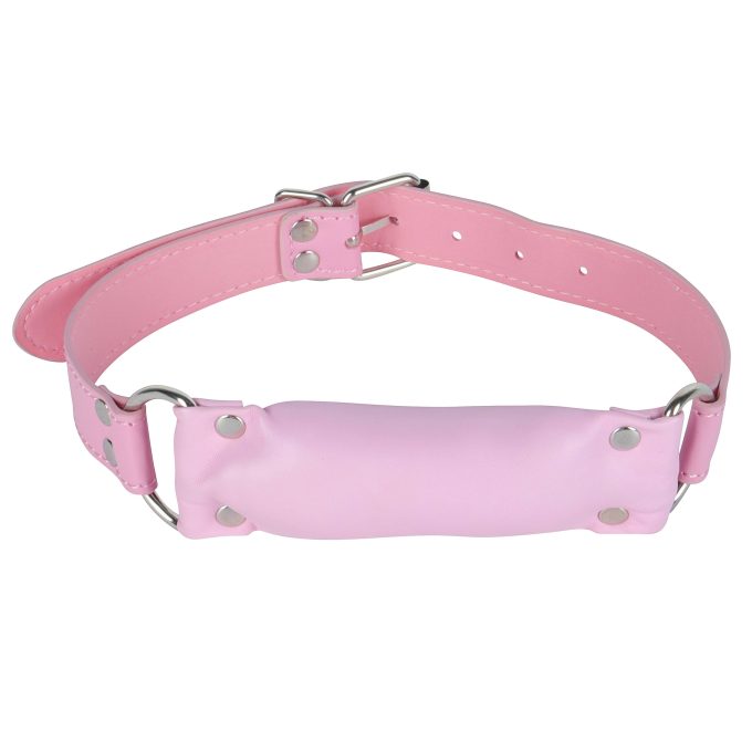 Banoch   Bit gag soft straight pink   bitgag van imitatieleer roze (1)