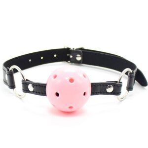 Banoch Breathable ball gag open zwart roze verstelbare riem 987101781 2