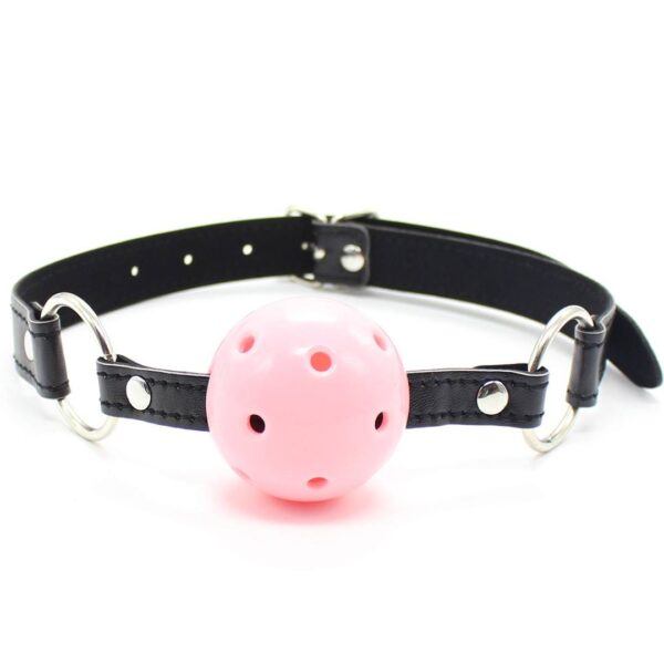 Banoch Breathable ball gag open zwart roze verstelbare riem 987101781 2