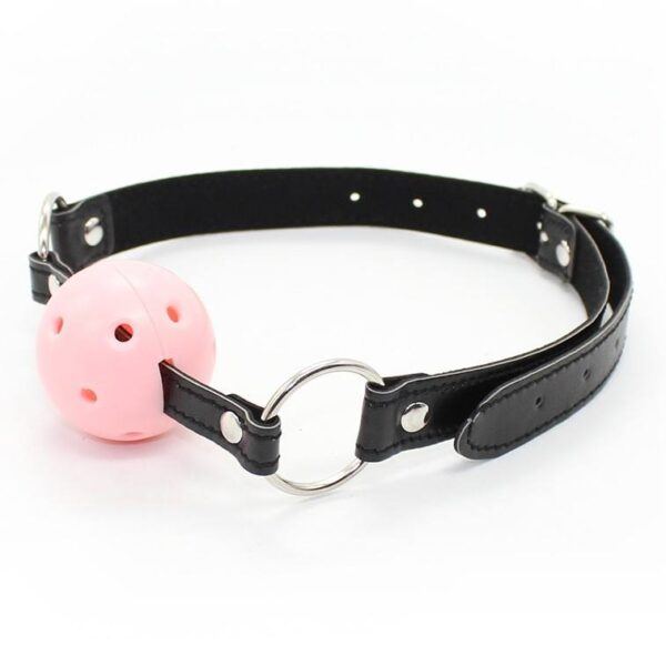 Banoch Breathable ball gag open zwart roze verstelbare riem 987101781 3