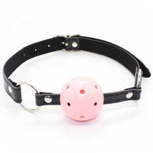 Banoch Breathable ball gag open zwart roze verstelbare riem 987101781