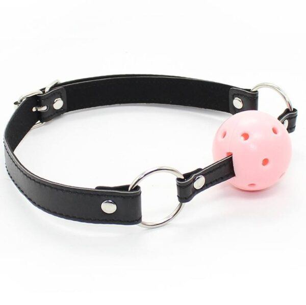 Banoch Breathable ball gag open zwart roze verstelbare riem 987101781 4
