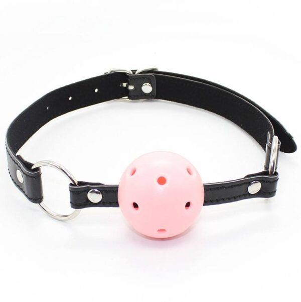 Banoch Breathable ball gag open zwart roze verstelbare riem 987101781