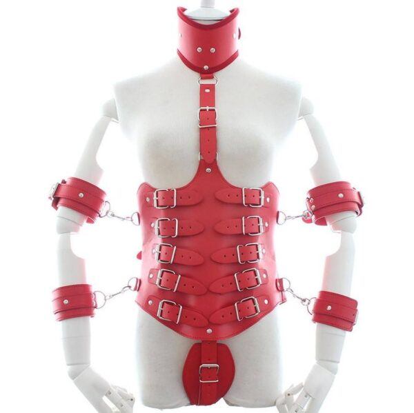 Banoch Collar Bondage body Harness Red6 rood pu leer vrouwen harnas bdsm 987101764