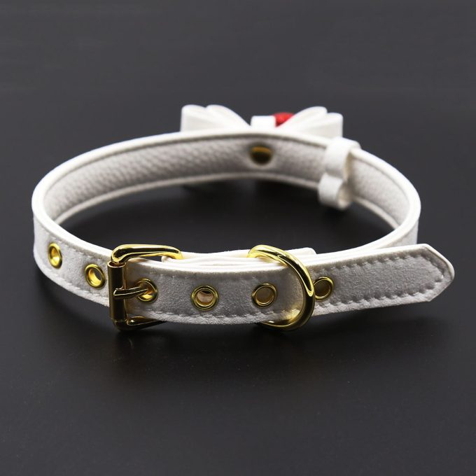 Banoch Collar Catbell Red Halsband Strik Wit bondage 987101754 3