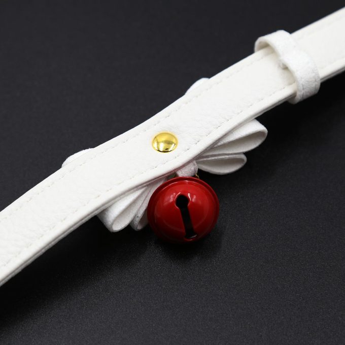 Banoch Collar Catbell Red Halsband Strik Wit bondage 987101754 6