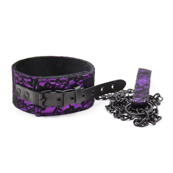 Banoch Collar leash Courtesan Purple halsband met riem paars bondage 987101769 2