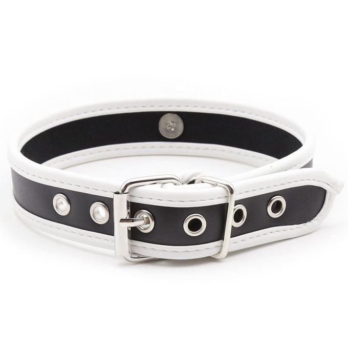 Banoch achterkant van collar zwart witte leer halsband bdsm 987101765