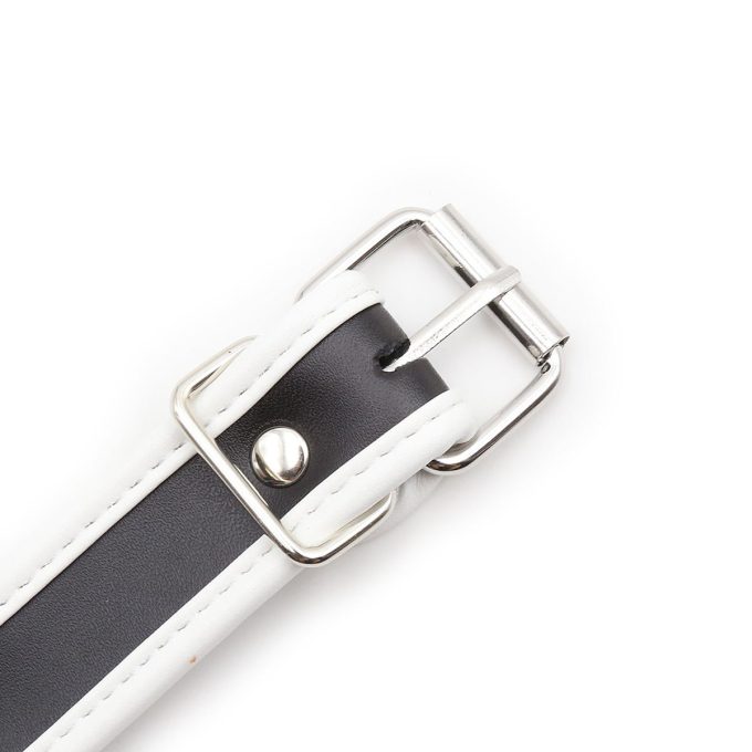 Banoch detail gesp zwart witte collar leer halsband bdsm 987101765