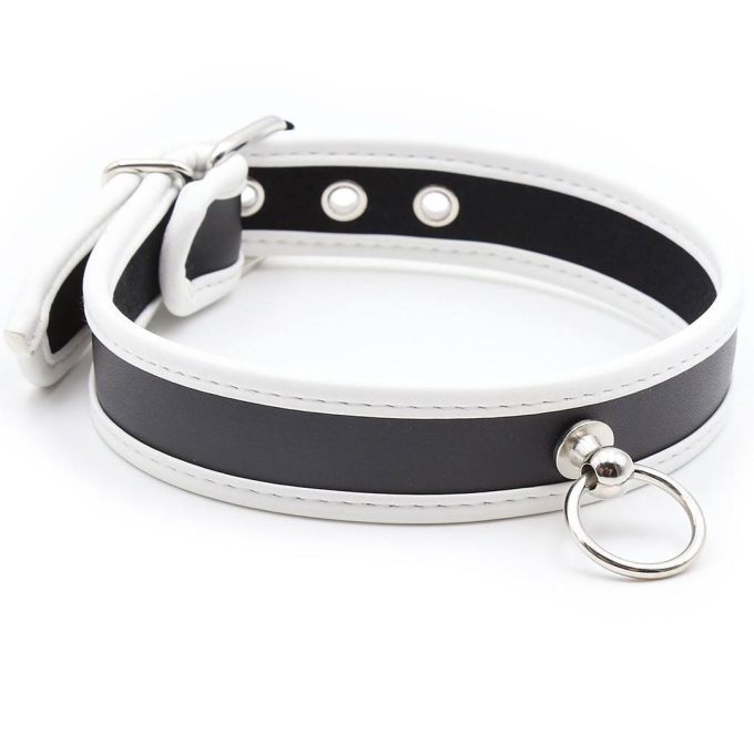 Banoch sierlijke zwart witte collar leer halsband bdsm 987101765