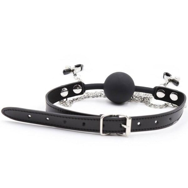Banoch siliconen Ballgag tepelklemmen Zwart 987101836 3