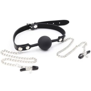 Banoch siliconen Ballgag tepelklemmen Zwart 987101836