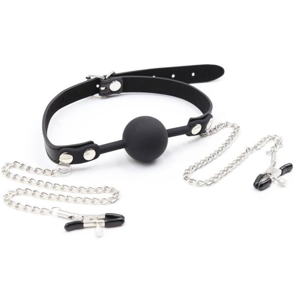 Banoch siliconen Ballgag tepelklemmen Zwart 987101836