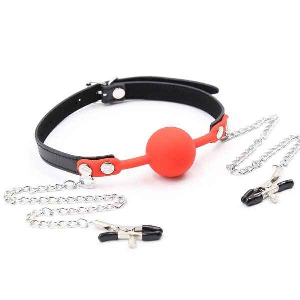 Banoch siliconen Ballgag tepelklemmen rood 987101837